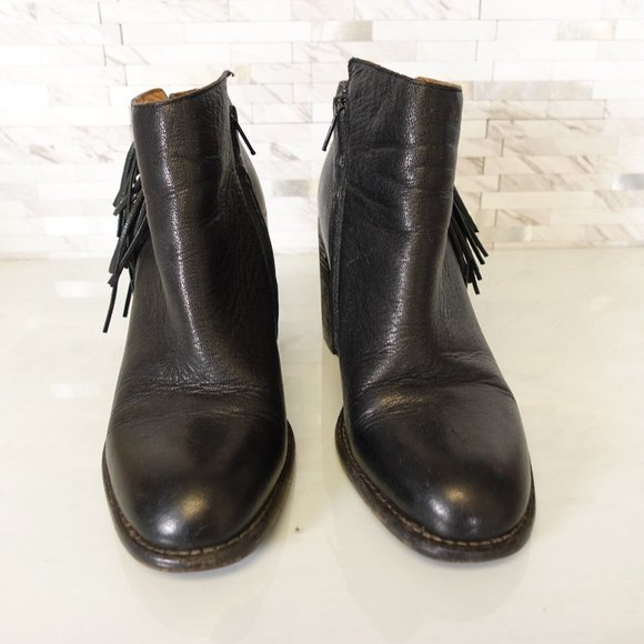 See By Chloe Boots Women Leather Size 36.5 Black Western Ankle Booties Fringes 6 - Picture 8 of 15